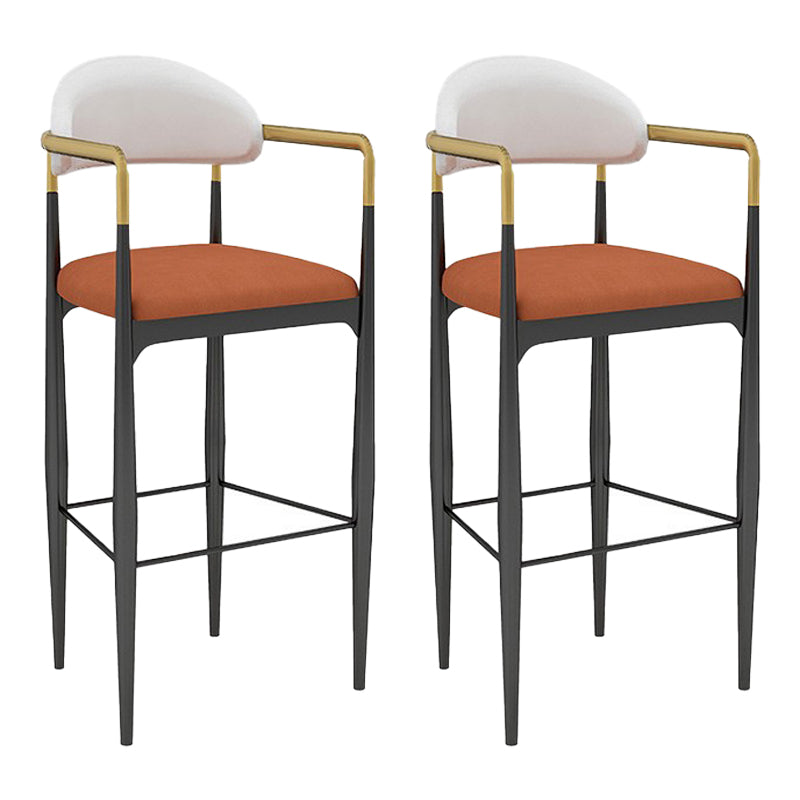 Scandinavian Home Velvet Counter Stool Matte Finish Footrest Stool Orange White 2 Piece Set Bar Stool(30"H) Clearhalo 'Bar Furniture' 'Bar Stools' 'bar_stools' 'furn' 'furn_bar_stools' 'Furniture' 'furniture_bar_stools' 'Kitchen & Dining Furniture' 4877773