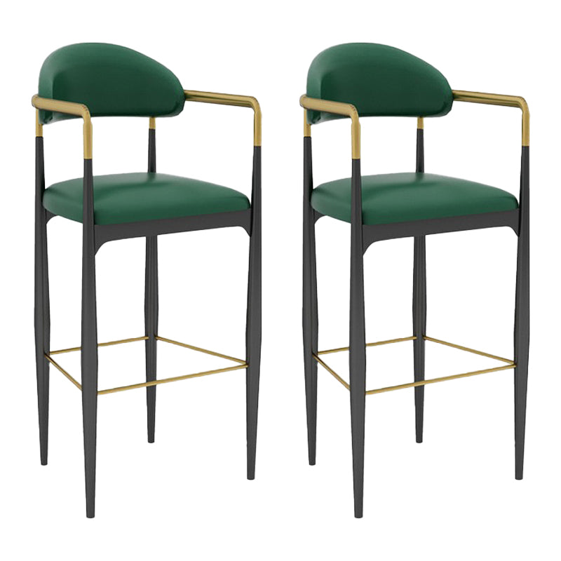 Scandinavian Home Velvet Counter Stool Matte Finish Footrest Stool Green Gold 2 Piece Set Bar Stool(30"H) Clearhalo 'Bar Furniture' 'Bar Stools' 'bar_stools' 'furn' 'furn_bar_stools' 'Furniture' 'furniture_bar_stools' 'Kitchen & Dining Furniture' 4877775