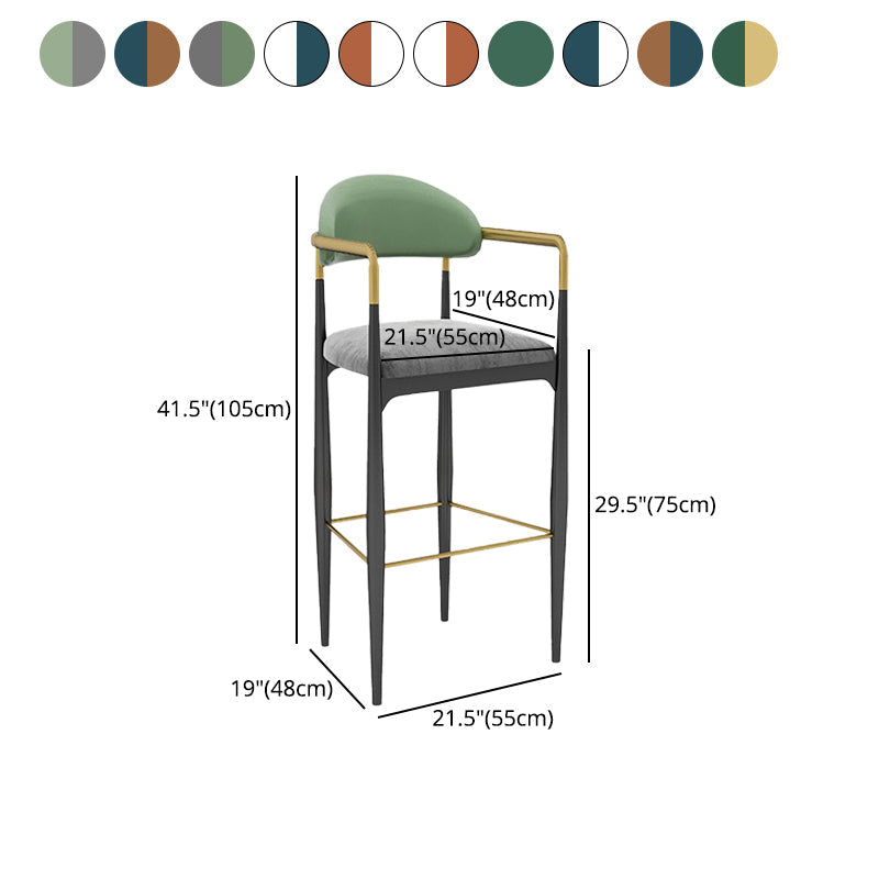 Scandinavian Home Velvet Counter Stool Matte Finish Footrest Stool Clearhalo 'Bar Furniture' 'Bar Stools' 'bar_stools' 'furn' 'furn_bar_stools' 'Furniture' 'furniture_bar_stools' 'Kitchen & Dining Furniture' 4877778