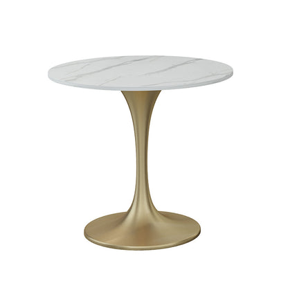 Glam 1/2/4/5 Pieces Gold Dinette Set with White Sintered Stone Top Round Dining Table Set White 31"L x 31"W Clearhalo 'Dining Room Sets' 'Dining Tables & Seating' 'dining_room_set' 'furn' 'furn_dining_room_set' 'Furniture' 'furniture_dining_room_set' 'Kitchen & Dining Furniture' 4877791
