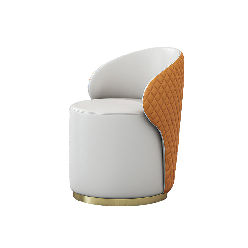 Glam 1/2/4/5 Pieces Gold Dinette Set with White Sintered Stone Top Round Dining Table Set 1 Orange Chair Clearhalo 'Dining Room Sets' 'Dining Tables & Seating' 'dining_room_set' 'furn' 'furn_dining_room_set' 'Furniture' 'furniture_dining_room_set' 'Kitchen & Dining Furniture' 4877795