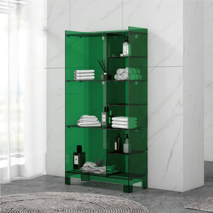 Glam Style Acrylic Standard Bookcase Vertical Bookshelf,47.2" H x 9.8" W Green Clearhalo 'Bookcases' 'furn' 'furn_bookcases' 'Furniture' 'furniture_bookcases' 'Office Furniture' 4878326