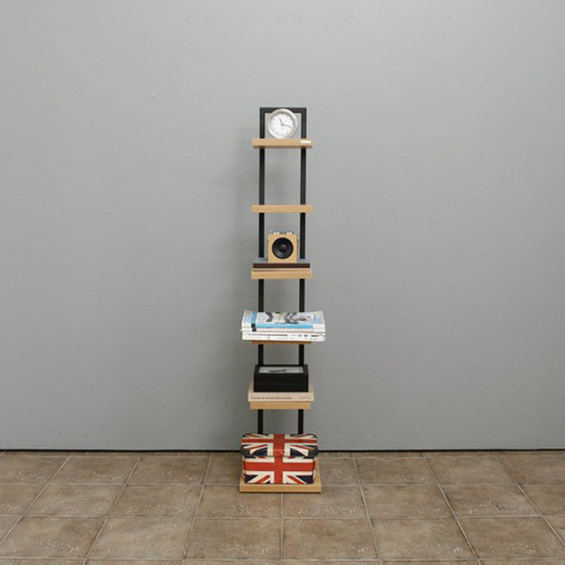 Modern Style Wooden Bookshelf Vertical Shelf Bookcase for Home 11.8"L x 11.8"W x 56.3"H Black Clearhalo 'Bookcases' 'furn' 'furn_bookcases' 'Furniture' 'furniture_bookcases' 'Office Furniture' 4878340