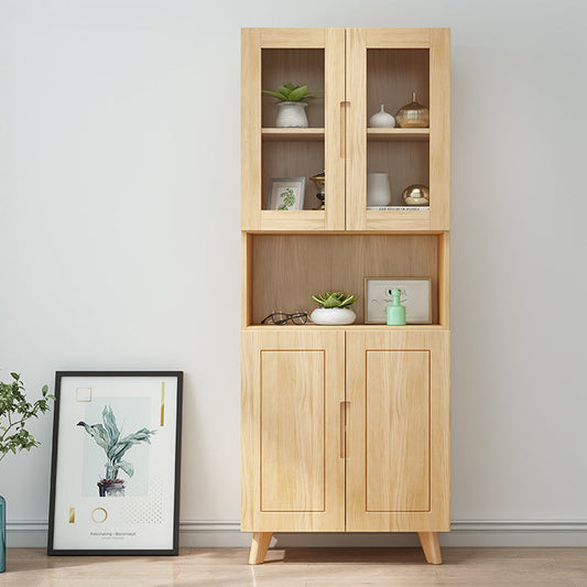 Scandinavian Solid Wood Bookcase Natural Closed Back Bookshelf with Door Clearhalo 'Bookcases' 'furn' 'furn_bookcases' 'Furniture' 'furniture_bookcases' 'Office Furniture' 4878357