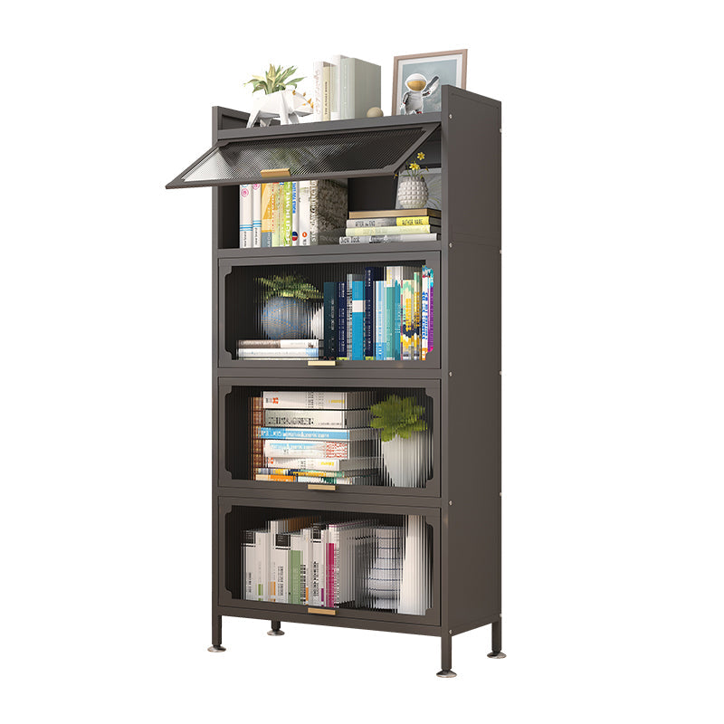 Industrial Style Metal Bookshelf Closed Back Shelf Bookcase with Doors Clearhalo 'Bookcases' 'furn' 'furn_bookcases' 'Furniture' 'furniture_bookcases' 'Office Furniture' 4878384