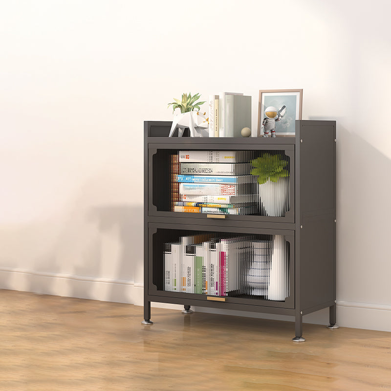 Industrial Style Metal Bookshelf Closed Back Shelf Bookcase with Doors 28"L x 13"W x 31"H Clearhalo 'Bookcases' 'furn' 'furn_bookcases' 'Furniture' 'furniture_bookcases' 'Office Furniture' 4878391