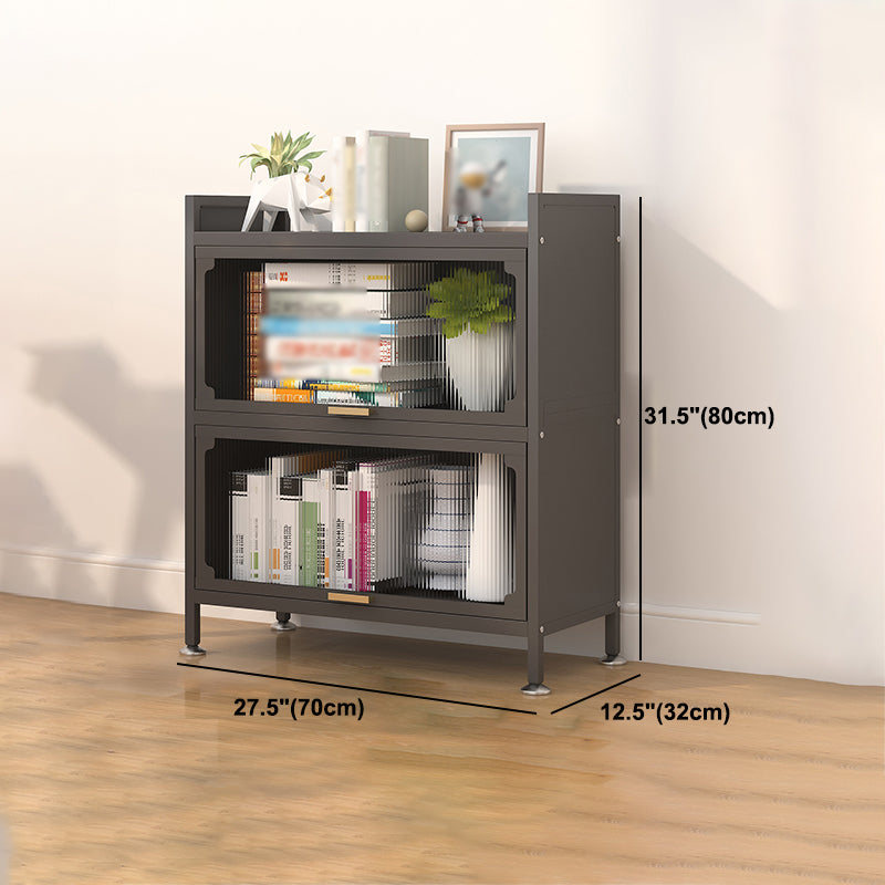 Industrial Style Metal Bookshelf Closed Back Shelf Bookcase with Doors Clearhalo 'Bookcases' 'furn' 'furn_bookcases' 'Furniture' 'furniture_bookcases' 'Office Furniture' 4878394