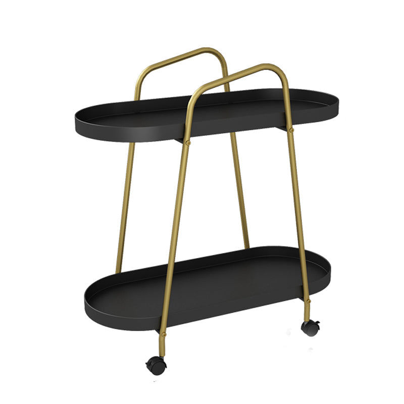 Iron Movable Bookshelf Double Layer Floor Bookcase with Pulley Gold-Black Clearhalo 'Bookcases' 'furn' 'furn_bookcases' 'Furniture' 'furniture_bookcases' 'Office Furniture' 4878439