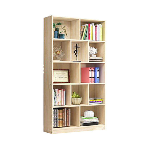 Scandinavian Pine Wood Standard Bookshelf Closed Back Vertical Bookshelf 39.4"L x 9.4"W x 70.9"H Clearhalo 'Bookcases' 'Furniture' 'furniture_bookcases' 'Office Furniture' 4878513