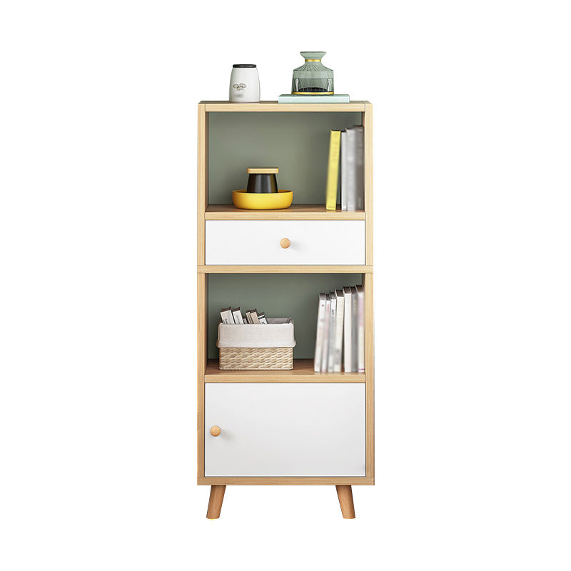 Wood Bookshelf Scandinavian Style Bookcase for Home Office and Study Room 19.7"L x 9.4"W x 47.2"H Natural Drawers Clearhalo 'Bookcases' 'furn' 'furn_bookcases' 'Furniture' 'furniture_bookcases' 'Office Furniture' 4878525