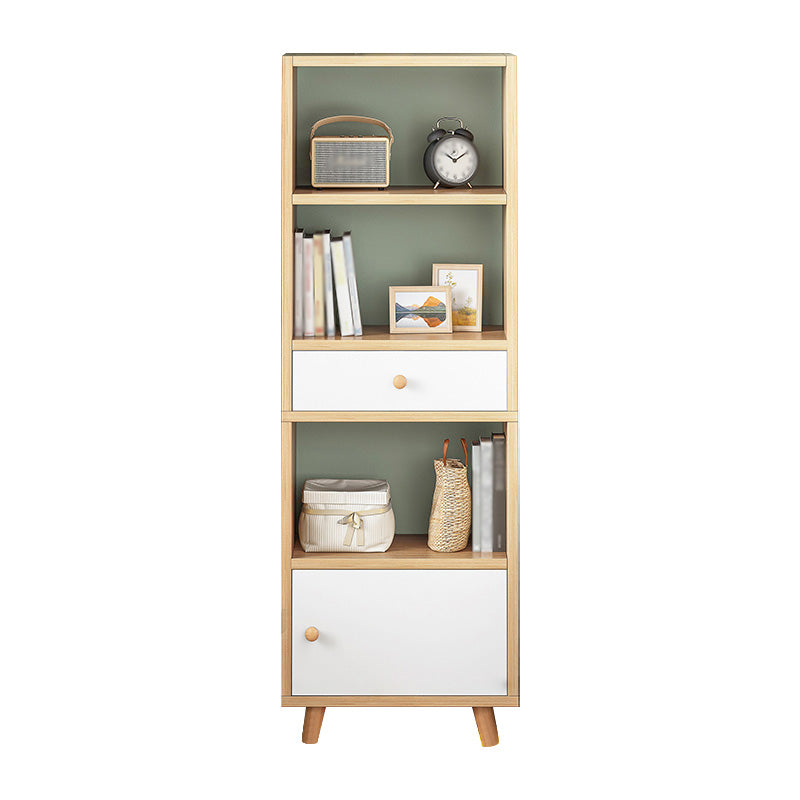 Wood Bookshelf Scandinavian Style Bookcase for Home Office and Study Room 19.7"L x 9.4"W x 59.1"H Natural Drawers Clearhalo 'Bookcases' 'furn' 'furn_bookcases' 'Furniture' 'furniture_bookcases' 'Office Furniture' 4878526