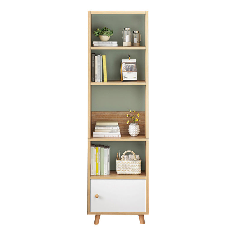 Wood Bookshelf Scandinavian Style Bookcase for Home Office and Study Room 19.7"L x 9.4"W x 70.9"H Natural No Drawer Clearhalo 'Bookcases' 'furn' 'furn_bookcases' 'Furniture' 'furniture_bookcases' 'Office Furniture' 4878535