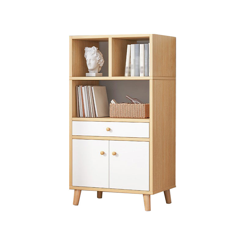 Wood Bookshelf Scandinavian Style Bookcase for Home Office and Study Room 19.7"L x 9.4"W x 44.9"H Natural Drawers Clearhalo 'Bookcases' 'furn' 'furn_bookcases' 'Furniture' 'furniture_bookcases' 'Office Furniture' 4878537