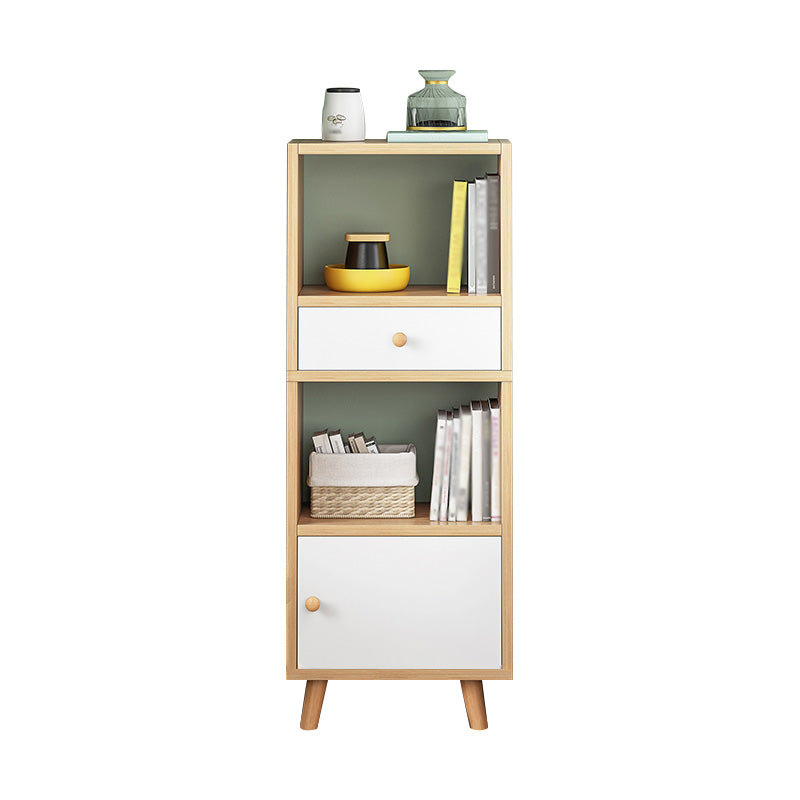 Wood Bookshelf Scandinavian Style Bookcase for Home Office and Study Room 15.7"L x 9.4"W x 47.2"H Natural Drawers Clearhalo 'Bookcases' 'furn' 'furn_bookcases' 'Furniture' 'furniture_bookcases' 'Office Furniture' 4878541