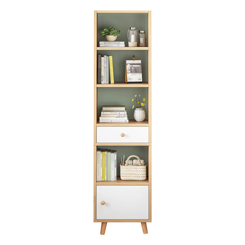 Wood Bookshelf Scandinavian Style Bookcase for Home Office and Study Room 15.7"L x 9.4"W x 70.9"H Natural Drawers Clearhalo 'Bookcases' 'furn' 'furn_bookcases' 'Furniture' 'furniture_bookcases' 'Office Furniture' 4878551