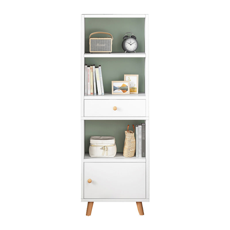 Wood Bookshelf Scandinavian Style Bookcase for Home Office and Study Room 19.7"L x 9.4"W x 59.1"H White Drawers Clearhalo 'Bookcases' 'furn' 'furn_bookcases' 'Furniture' 'furniture_bookcases' 'Office Furniture' 4878552