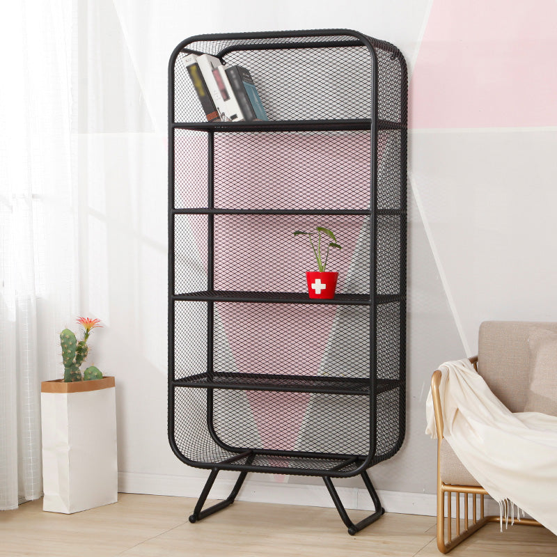 Industrial Metal Standard Bookshelf Closed Back Vertical Bookcase for Bedroom 31.5"L x 11.8"W x 70.9"H Black Clearhalo 'Bookcases' 'furn' 'furn_bookcases' 'Furniture' 'furniture_bookcases' 'Office Furniture' 4878575