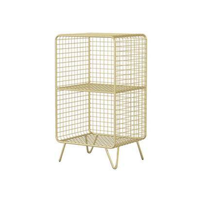 Industrial Metal Standard Bookshelf Closed Back Vertical Bookcase for Bedroom 14"L x 12"W x 26"H Gold Clearhalo 'Bookcases' 'furn' 'furn_bookcases' 'Furniture' 'furniture_bookcases' 'Office Furniture' 4878579