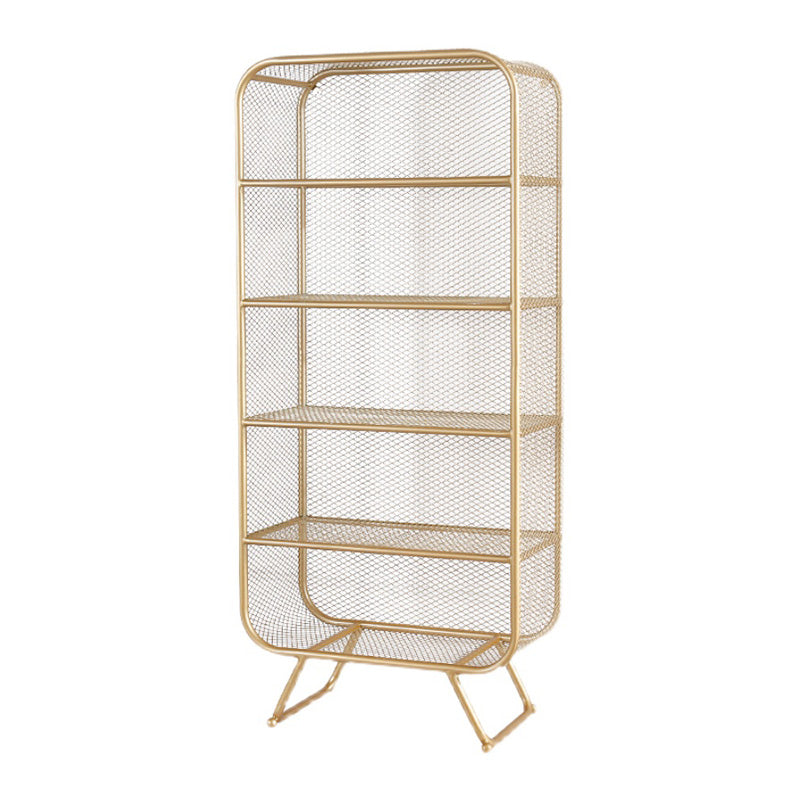 Industrial Metal Standard Bookshelf Closed Back Vertical Bookcase for Bedroom 31.5"L x 13.8"W x 70.9"H Gold Clearhalo 'Bookcases' 'furn' 'furn_bookcases' 'Furniture' 'furniture_bookcases' 'Office Furniture' 4878580