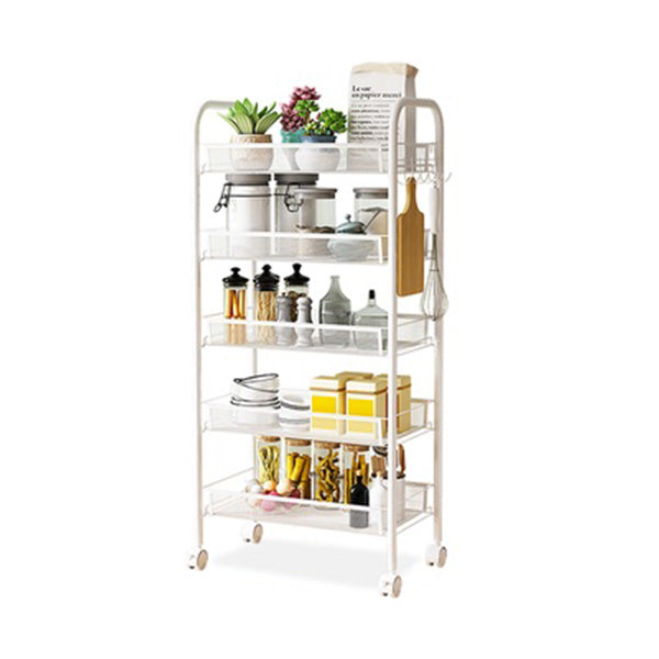 Industrial Metal Etagere Bookshelf Vertical Open Bookcase with Caster Wheels 17.3"L x 10.2"W x 41.3"H White Clearhalo 'Bookcases' 'furn' 'furn_bookcases' 'Furniture' 'furniture_bookcases' 'Office Furniture' 4878595