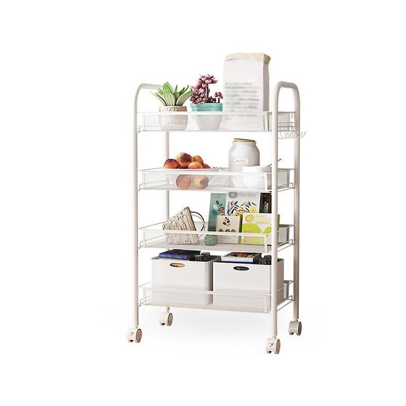 Industrial Metal Etagere Bookshelf Vertical Open Bookcase with Caster Wheels 17.3"L x 10.2"W x 33.5"H White Clearhalo 'Bookcases' 'furn' 'furn_bookcases' 'Furniture' 'furniture_bookcases' 'Office Furniture' 4878604
