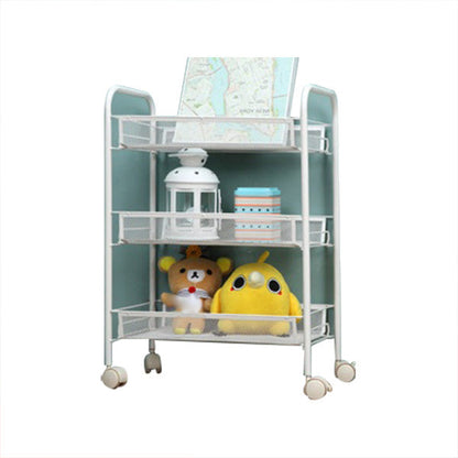 Industrial Metal Etagere Bookshelf Vertical Open Bookcase with Caster Wheels 17.7"L x 10.6"W x 24.8"H White Clearhalo 'Bookcases' 'furn' 'furn_bookcases' 'Furniture' 'furniture_bookcases' 'Office Furniture' 4878607