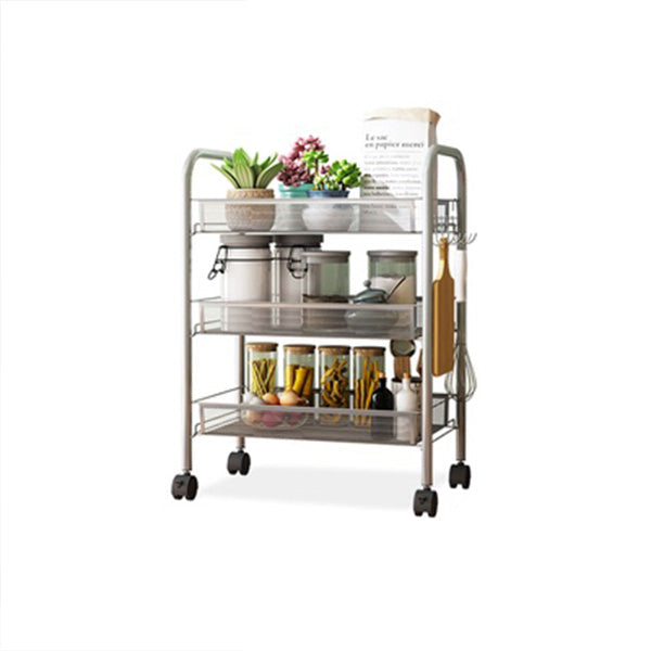 Industrial Metal Etagere Bookshelf Vertical Open Bookcase with Caster Wheels 17.3"L x 10.2"W x 24.4"H Silver Clearhalo 'Bookcases' 'furn' 'furn_bookcases' 'Furniture' 'furniture_bookcases' 'Office Furniture' 4878609