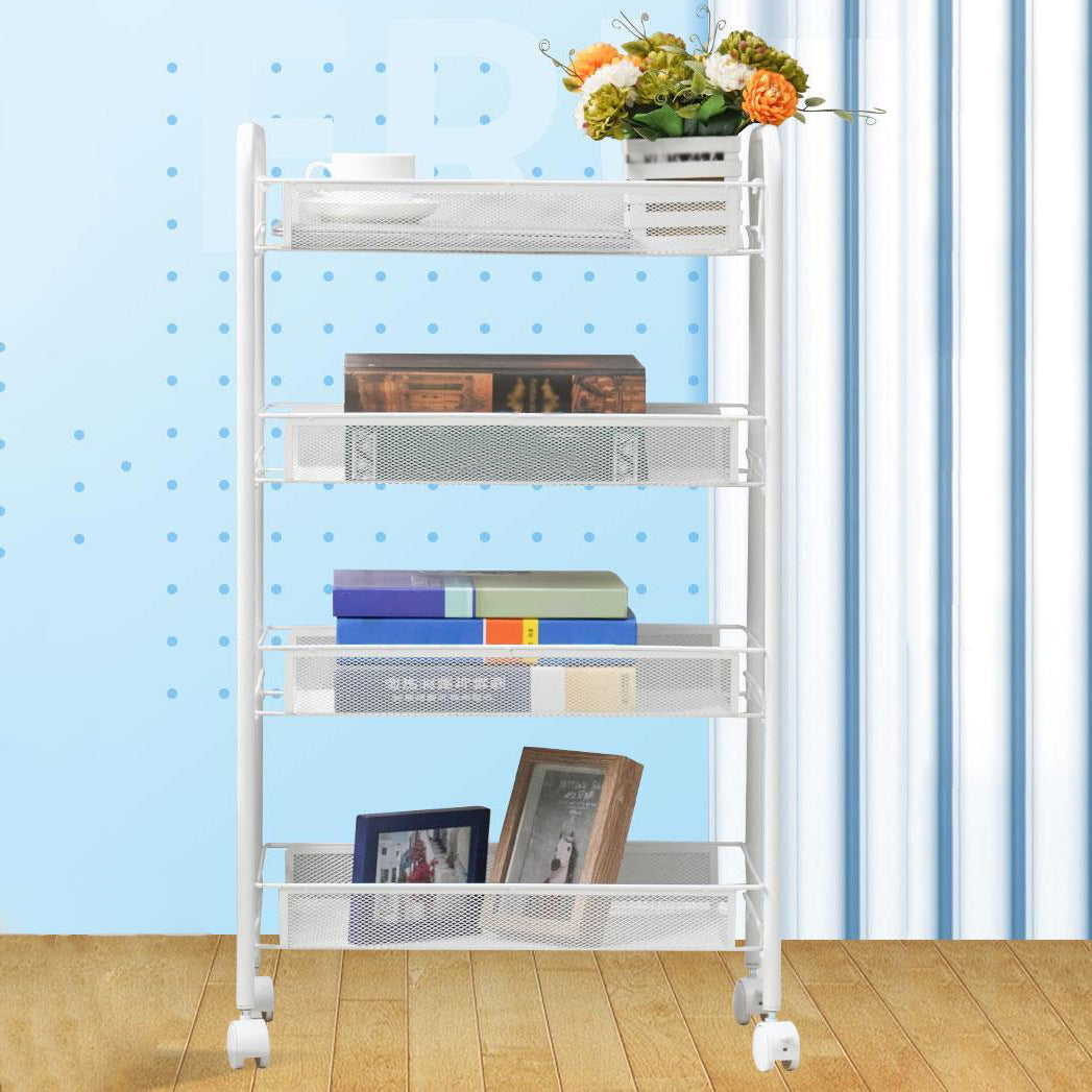 Industrial Metal Etagere Bookshelf Vertical Open Bookcase with Caster Wheels Clearhalo 'Bookcases' 'furn' 'furn_bookcases' 'Furniture' 'furniture_bookcases' 'Office Furniture' 4878610