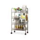 Industrial Metal Etagere Bookshelf Vertical Open Bookcase with Caster Wheels 17.3"L x 10.2"W x 33.5"H Silver Clearhalo 'Bookcases' 'furn' 'furn_bookcases' 'Furniture' 'furniture_bookcases' 'Office Furniture' 4878613