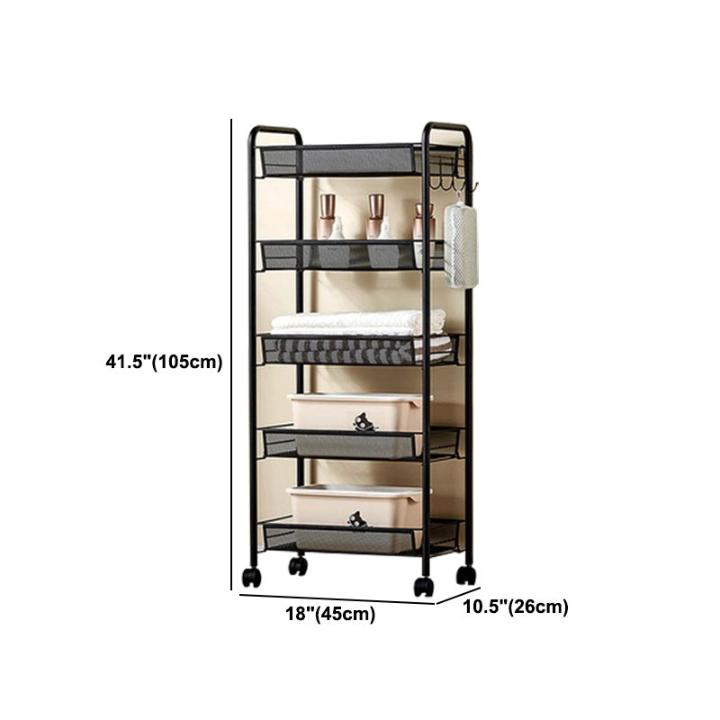 Industrial Metal Etagere Bookshelf Vertical Open Bookcase with Caster Wheels Clearhalo 'Bookcases' 'furn' 'furn_bookcases' 'Furniture' 'furniture_bookcases' 'Office Furniture' 4878619