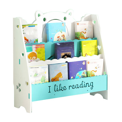 Ladder Closed Back Bookshelf Solid and Manufactured Wood Bookshelf for Home 23.6"L x 7.9"W x 22.8"H White-Blue Clearhalo 'Bookcases' 'furn' 'furn_bookcases' 'Furniture' 'furniture_bookcases' 'Office Furniture' 4878668