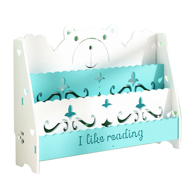 Ladder Closed Back Bookshelf Solid and Manufactured Wood Bookshelf for Home 31.5"L x 7.9"W x 22.8"H White-Blue Clearhalo 'Bookcases' 'furn' 'furn_bookcases' 'Furniture' 'furniture_bookcases' 'Office Furniture' 4878671