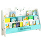 Ladder Closed Back Bookshelf Solid and Manufactured Wood Bookshelf for Home 39.4"L x 7.9"W x 22.8"H White-Blue Clearhalo 'Bookcases' 'furn' 'furn_bookcases' 'Furniture' 'furniture_bookcases' 'Office Furniture' 4878673