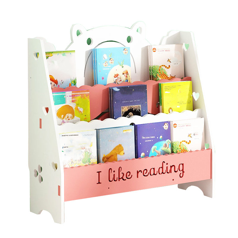 Ladder Closed Back Bookshelf Solid and Manufactured Wood Bookshelf for Home 23.6"L x 7.9"W x 22.8"H White-Pink Clearhalo 'Bookcases' 'furn' 'furn_bookcases' 'Furniture' 'furniture_bookcases' 'Office Furniture' 4878674