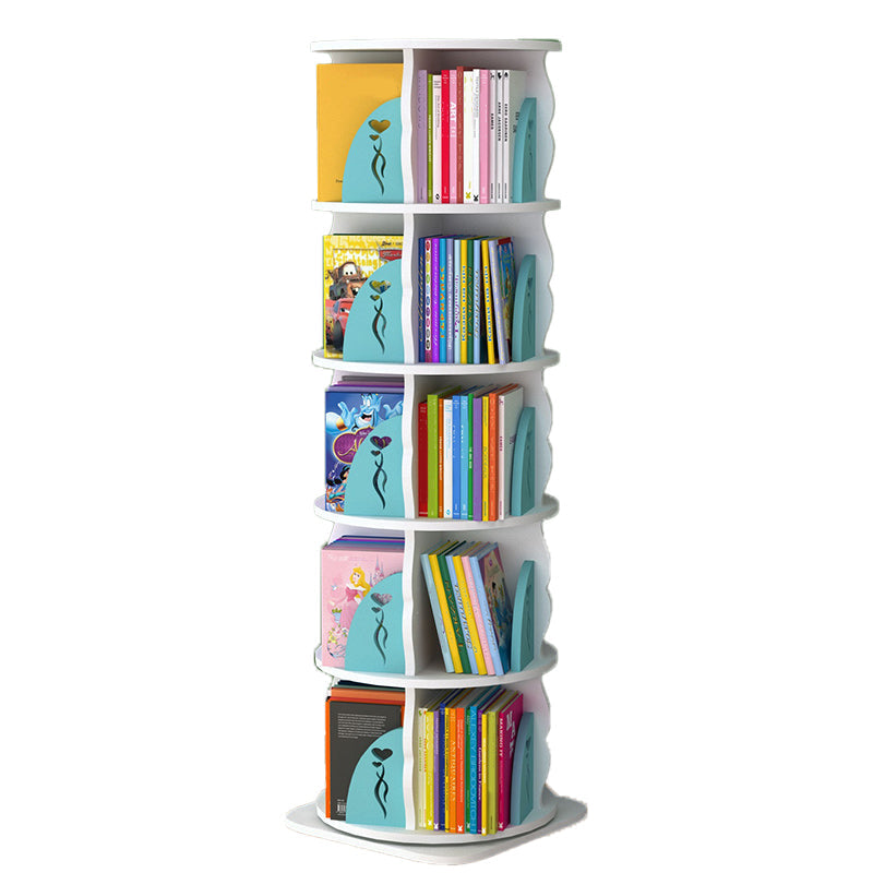 Scandinavian Style Bookshelf Closed Back Solid Wood Bookcase for Home Study Room 18.1"L x 18.1"W x 64.2"H White-Blue Clearhalo 'Bookcases' 'furn' 'furn_bookcases' 'Furniture' 'furniture_bookcases' 'Office Furniture' 4878707