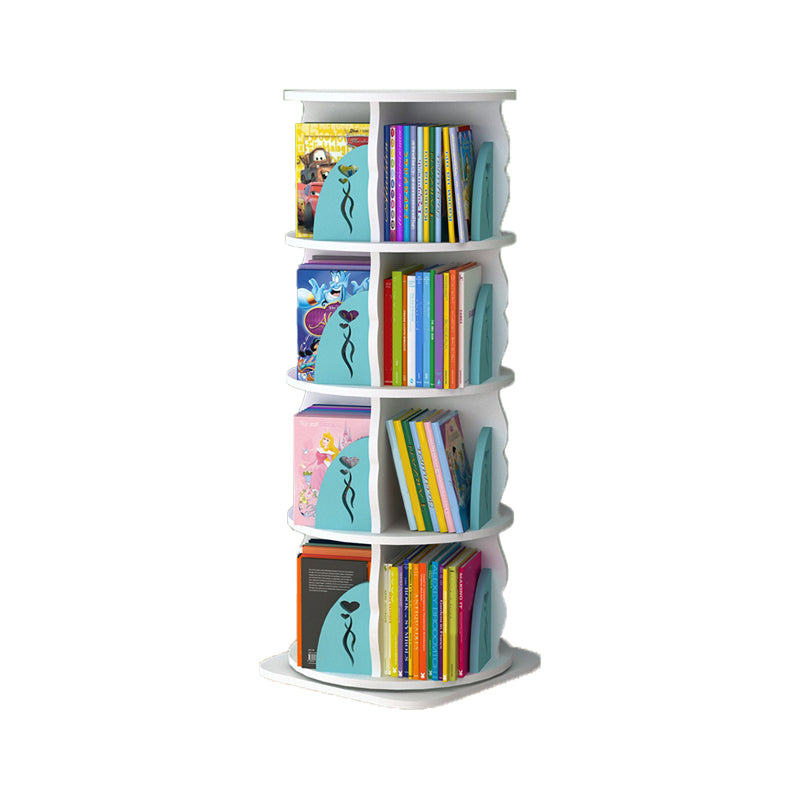 Scandinavian Style Bookshelf Closed Back Solid Wood Bookcase for Home Study Room 18.1"L x 18.1"W x 51.6"H White-Blue Clearhalo 'Bookcases' 'furn' 'furn_bookcases' 'Furniture' 'furniture_bookcases' 'Office Furniture' 4878713