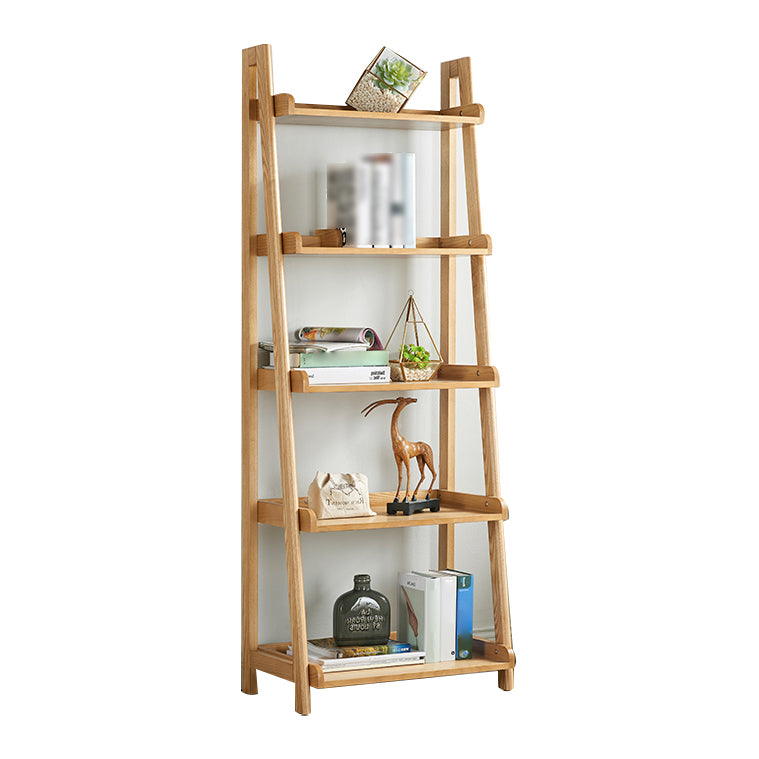 Scandinavian Ladder Bookshelf Vertical Open Ash Bookcase for Living Room 23.6"L x 15"W x 64.2"H Natural Bookcases Clearhalo 'Bookcases' 'furn' 'furn_bookcases' 'Furniture' 'furniture_bookcases' 'Office Furniture' 4878732