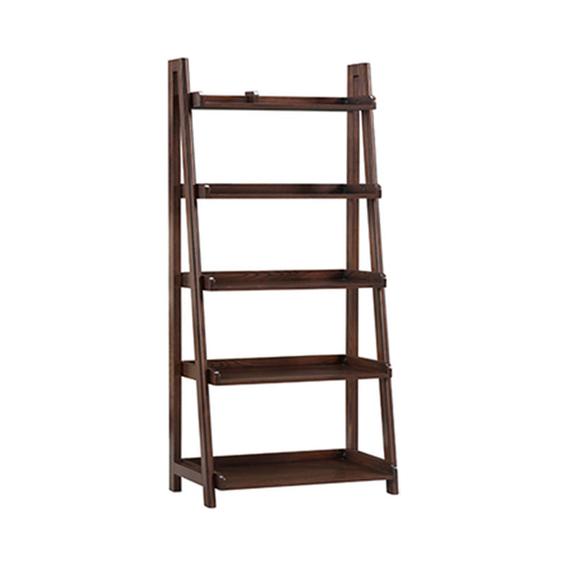 Scandinavian Ladder Bookshelf Vertical Open Ash Bookcase for Living Room 31.5"L x 15"W x 64.2"H Walnut Bookcases Clearhalo 'Bookcases' 'furn' 'furn_bookcases' 'Furniture' 'furniture_bookcases' 'Office Furniture' 4878736