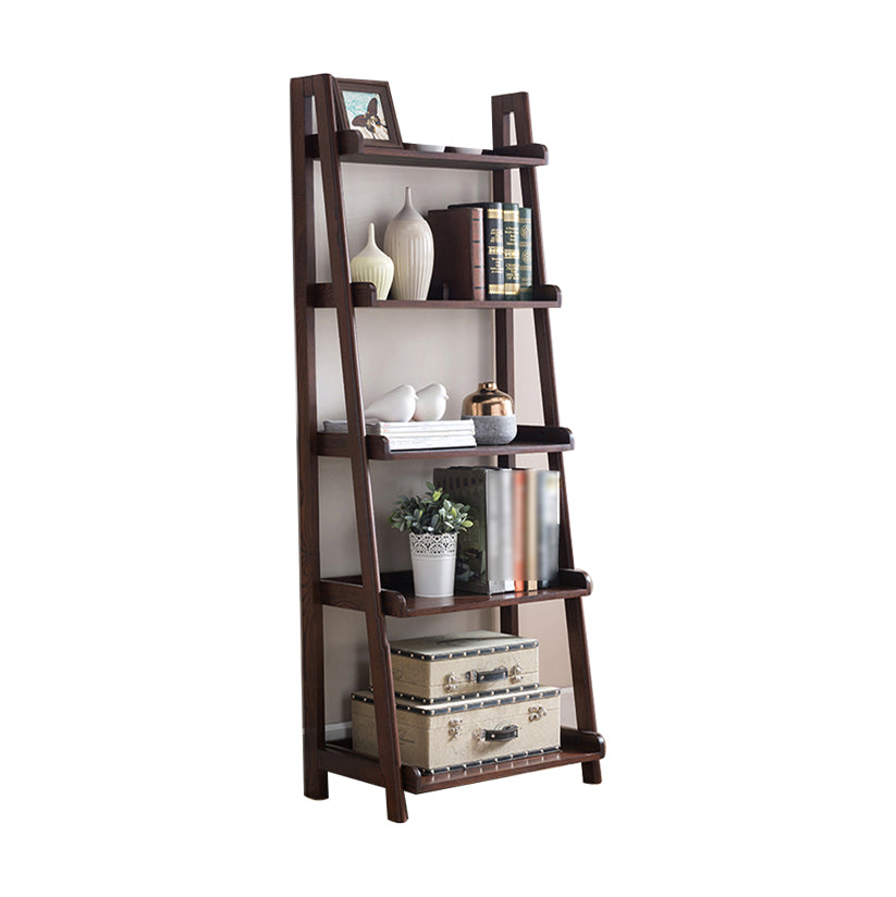 Scandinavian Ladder Bookshelf Vertical Open Ash Bookcase for Living Room 23.6"L x 15"W x 64.2"H Walnut Bookcases Clearhalo 'Bookcases' 'furn' 'furn_bookcases' 'Furniture' 'furniture_bookcases' 'Office Furniture' 4878740