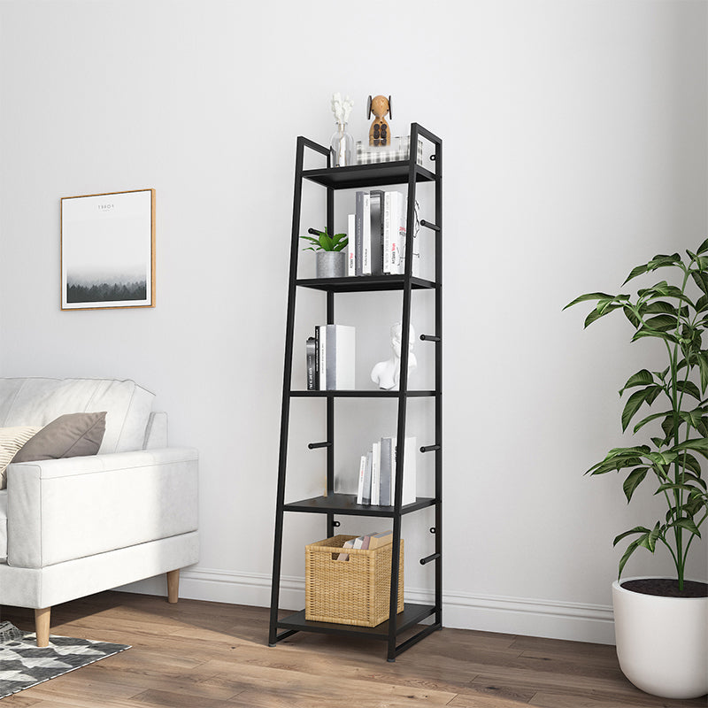 55.51"H Bookshelf Scandinavian Style Open Back Bookcase for Home Office 13.8"L x 14.2"W x 55.5"H Black Clearhalo 'Bookcases' 'furn' 'furn_bookcases' 'Furniture' 'furniture_bookcases' 'Office Furniture' 4878749