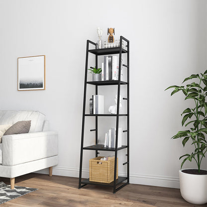 55.51"H Bookshelf Scandinavian Style Open Back Bookcase for Home Office 13.8"L x 14.2"W x 55.5"H Black Clearhalo 'Bookcases' 'furn' 'furn_bookcases' 'Furniture' 'furniture_bookcases' 'Office Furniture' 4878749