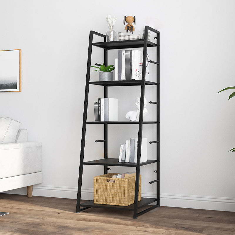 55.51"H Bookshelf Scandinavian Style Open Back Bookcase for Home Office 17.7"L x 14.2"W x 55.5"H Black Clearhalo 'Bookcases' 'furn' 'furn_bookcases' 'Furniture' 'furniture_bookcases' 'Office Furniture' 4878751