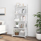55.51"H Bookshelf Scandinavian Style Open Back Bookcase for Home Office 21.7"L x 14.2"W x 55.5"H White Clearhalo 'Bookcases' 'furn' 'furn_bookcases' 'Furniture' 'furniture_bookcases' 'Office Furniture' 4878758