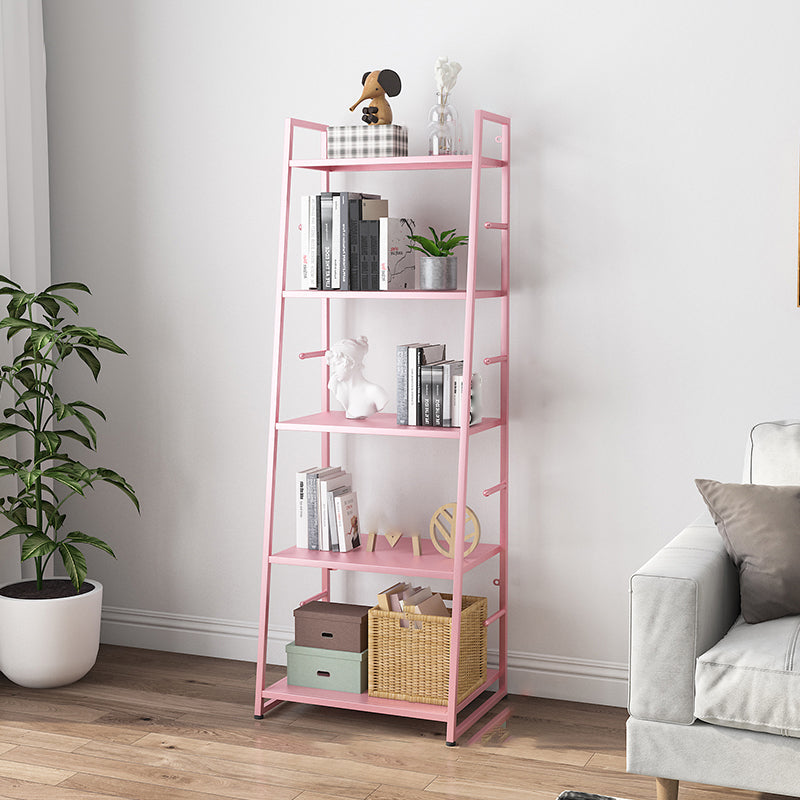 55.51"H Bookshelf Scandinavian Style Open Back Bookcase for Home Office 13.8"L x 14.2"W x 55.5"H Pink Clearhalo 'Bookcases' 'furn' 'furn_bookcases' 'Furniture' 'furniture_bookcases' 'Office Furniture' 4878760