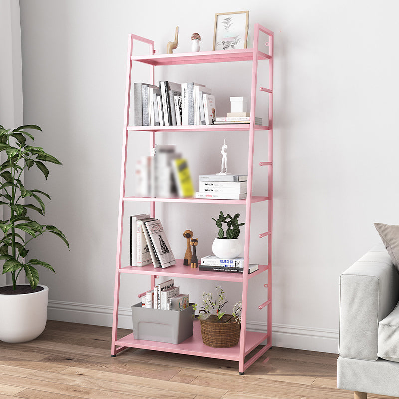 55.51"H Bookshelf Scandinavian Style Open Back Bookcase for Home Office 17.7"L x 14.2"W x 55.5"H Pink Clearhalo 'Bookcases' 'furn' 'furn_bookcases' 'Furniture' 'furniture_bookcases' 'Office Furniture' 4878763