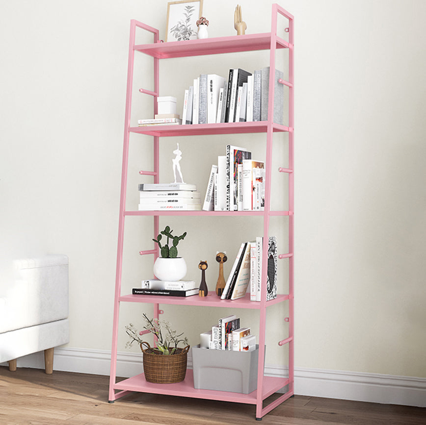 55.51"H Bookshelf Scandinavian Style Open Back Bookcase for Home Office 21.7"L x 14.2"W x 55.5"H Pink Clearhalo 'Bookcases' 'furn' 'furn_bookcases' 'Furniture' 'furniture_bookcases' 'Office Furniture' 4878764