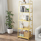 55.51"H Bookshelf Scandinavian Style Open Back Bookcase for Home Office 13.8"L x 14.2"W x 55.5"H Gold Clearhalo 'Bookcases' 'furn' 'furn_bookcases' 'Furniture' 'furniture_bookcases' 'Office Furniture' 4878772