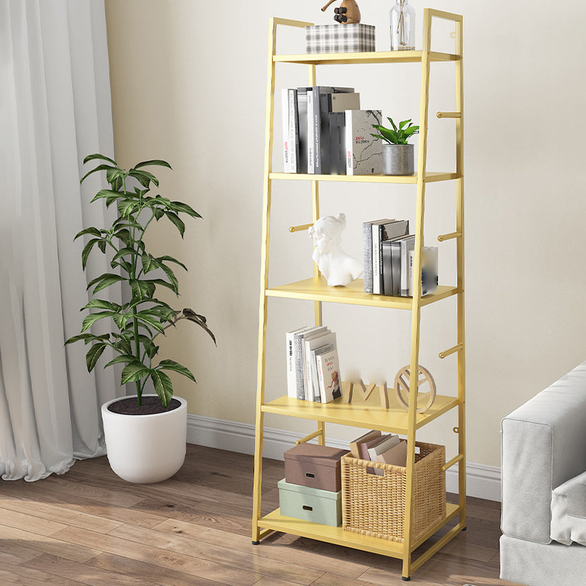 55.51"H Bookshelf Scandinavian Style Open Back Bookcase for Home Office 13.8"L x 14.2"W x 55.5"H Gold Clearhalo 'Bookcases' 'furn' 'furn_bookcases' 'Furniture' 'furniture_bookcases' 'Office Furniture' 4878772