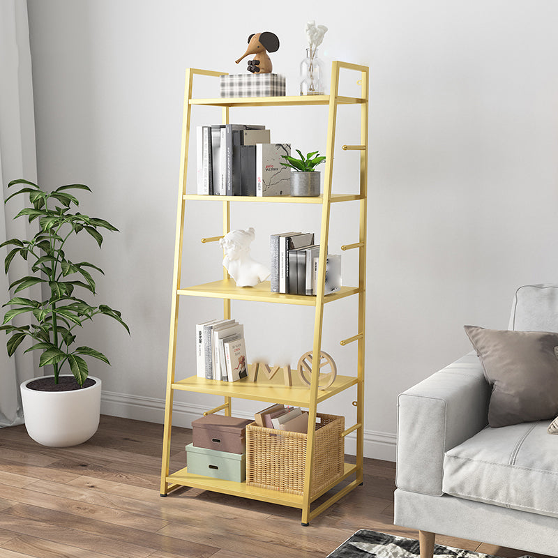 55.51"H Bookshelf Scandinavian Style Open Back Bookcase for Home Office 17.7"L x 14.2"W x 55.5"H Gold Clearhalo 'Bookcases' 'furn' 'furn_bookcases' 'Furniture' 'furniture_bookcases' 'Office Furniture' 4878773