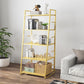 55.51"H Bookshelf Scandinavian Style Open Back Bookcase for Home Office 21.7"L x 14.2"W x 55.5"H Gold Clearhalo 'Bookcases' 'furn' 'furn_bookcases' 'Furniture' 'furniture_bookcases' 'Office Furniture' 4878774